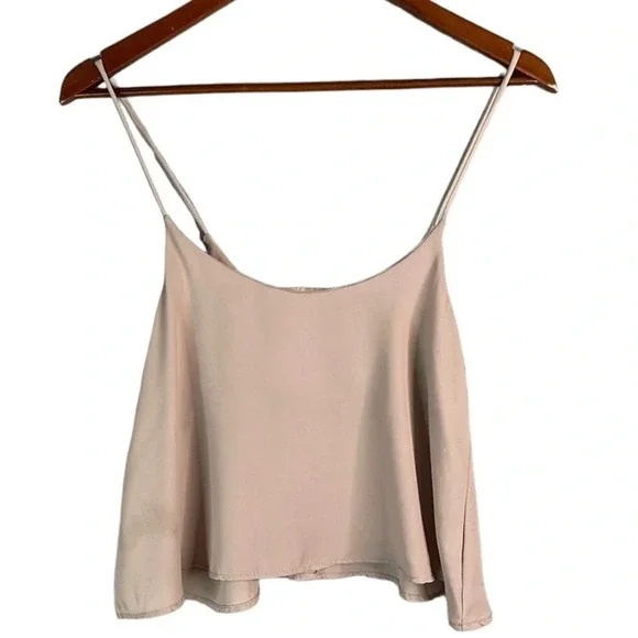 BRANDY MELVILLE Tan Crop Cami Top Spaghetti Straps One Size As Is - Picture 2 of 8